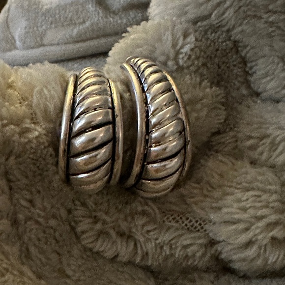 VINTAGE Sterling Silver Hoop Drop Earrings - Picture 1 of 5